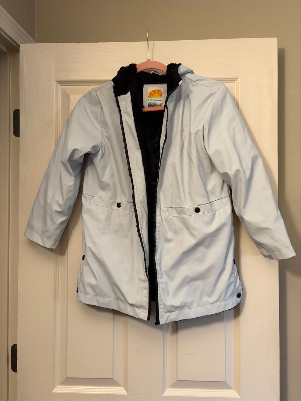 C&C California Kids Hooded Raincoat with Black Faux-Fur